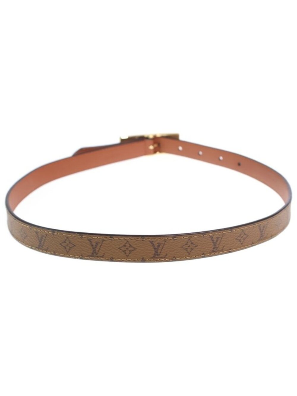 Louis Vuitton Monogram Reverse LV Duo 18 mm Leather Belt Brown Gold - Picture 2 of 6